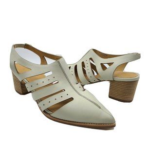 Bill Blass women Heel Sandals Vanilla Tracey Slingback leather pointed toe sz 10
